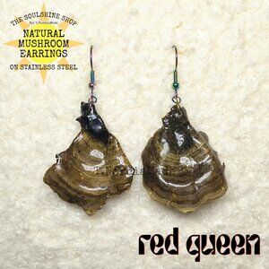 Red Queen Natural Mushroom Earrings